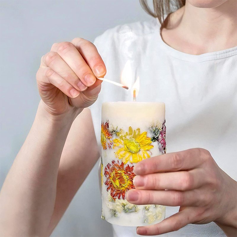 Customized Packing Hot selling Tall Round household bedroom Lemon Blossom Lychee dried flowers fragrant candles