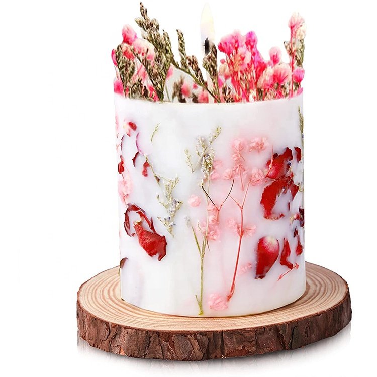 Customized Packing Hot selling Tall Round household bedroom Lemon Blossom Lychee dried flowers fragrant candles