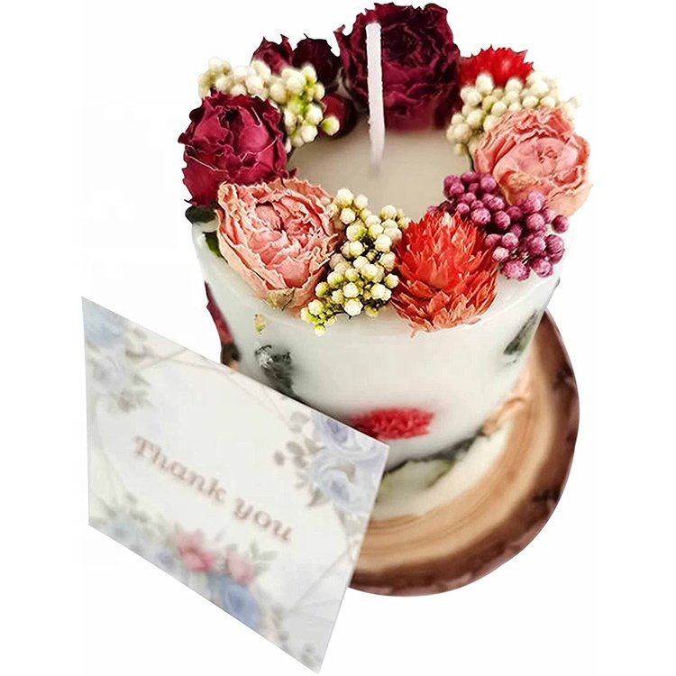 Customized Packing Hot selling Tall Round household bedroom Lemon Blossom Lychee dried flowers fragrant candles