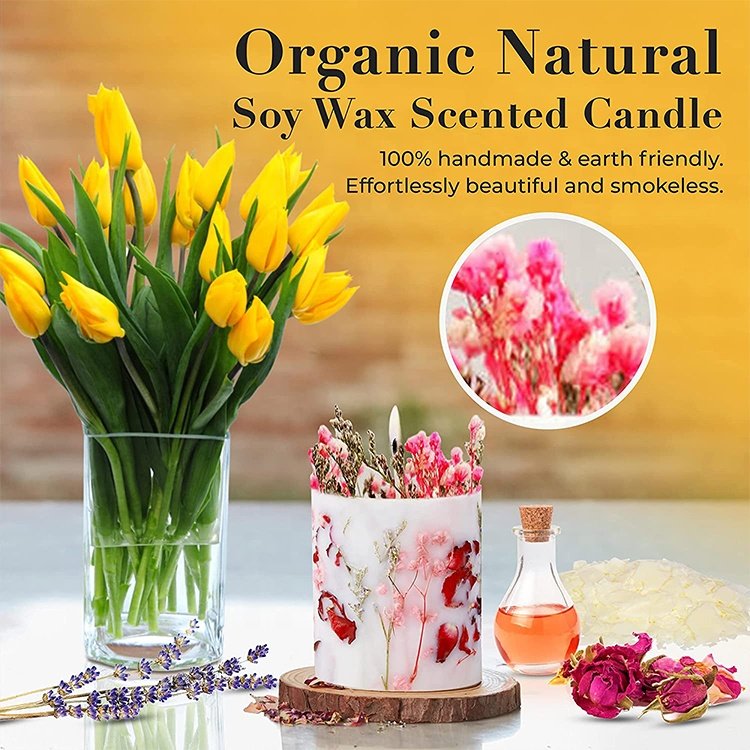Customized Packing Hot selling Tall Round household bedroom Lemon Blossom Lychee dried flowers fragrant candles