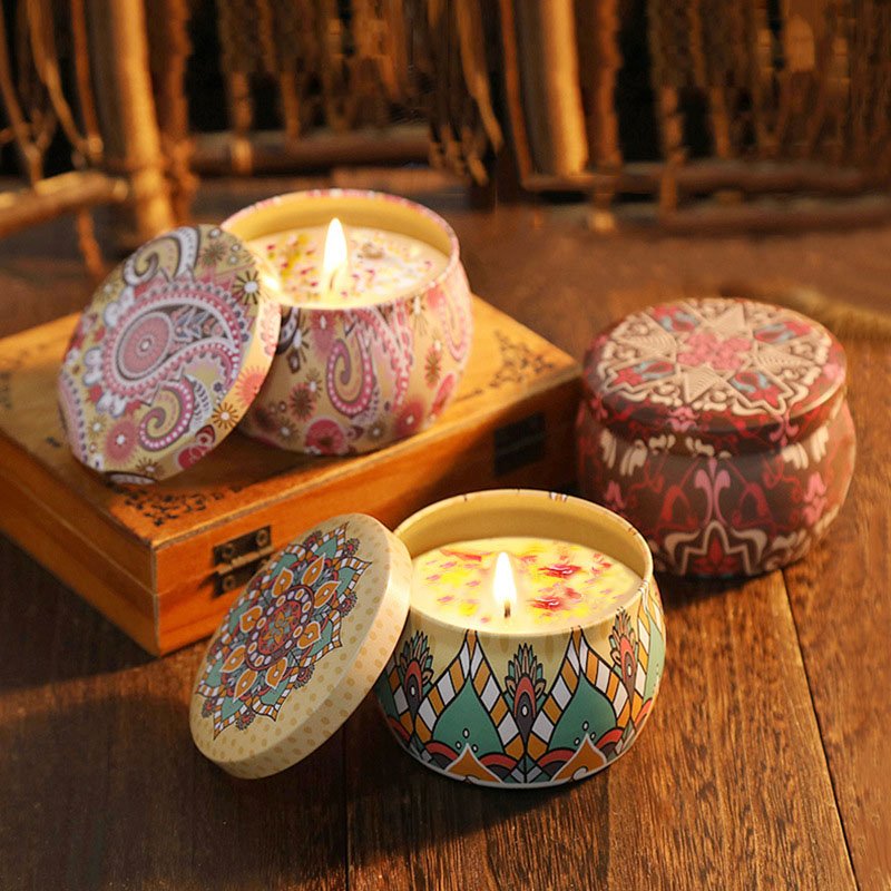 Wholesale Custom Luxury Tin Dried Flowers Soy Wax Scented Candles Home Decor & Fragrance Gift Sets for Business Home Decoration