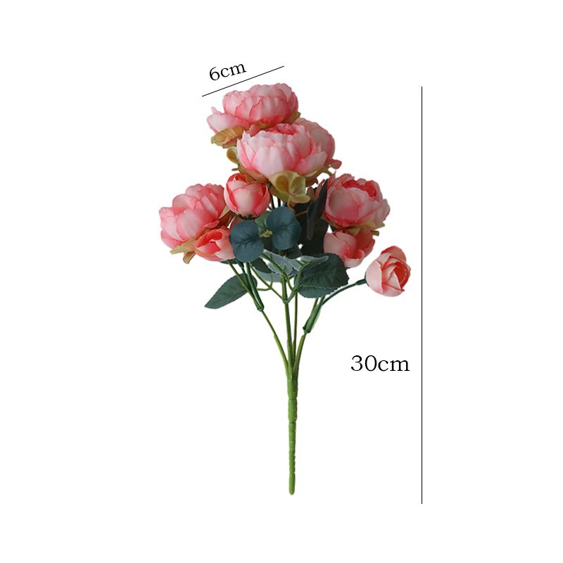 5 Head Peony Bunch Artificial Flower Bundle with 5-fork for Bridal Bouquet