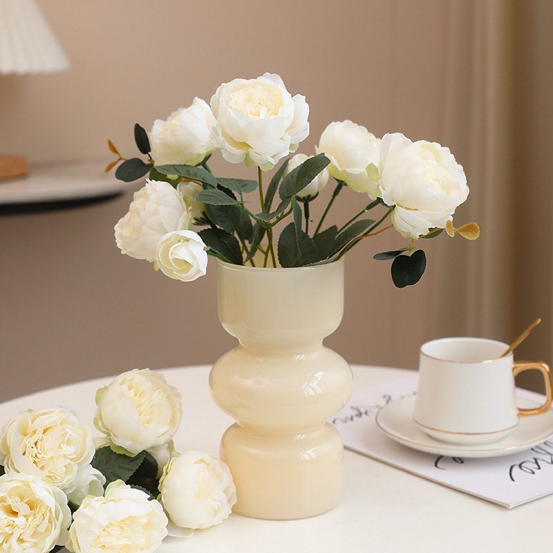5 Head Peony Bunch Artificial Flower Bundle with 5-fork for Bridal Bouquet