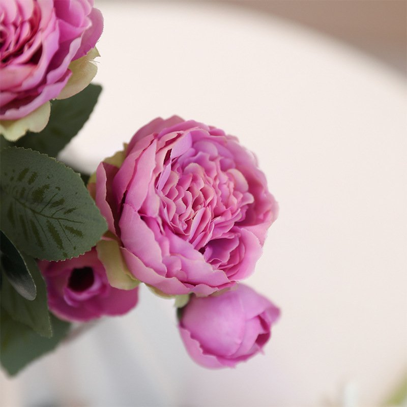 5 Head Peony Bunch Artificial Flower Bundle with 5-fork for Bridal Bouquet