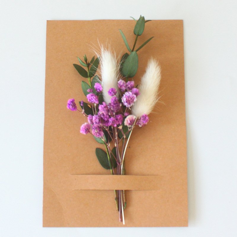Mini Dried Flower Small Bouquet Wedding Corsage Immortal Flower Greeting Card Mini Flower Bouquet Cardboard Packaging
