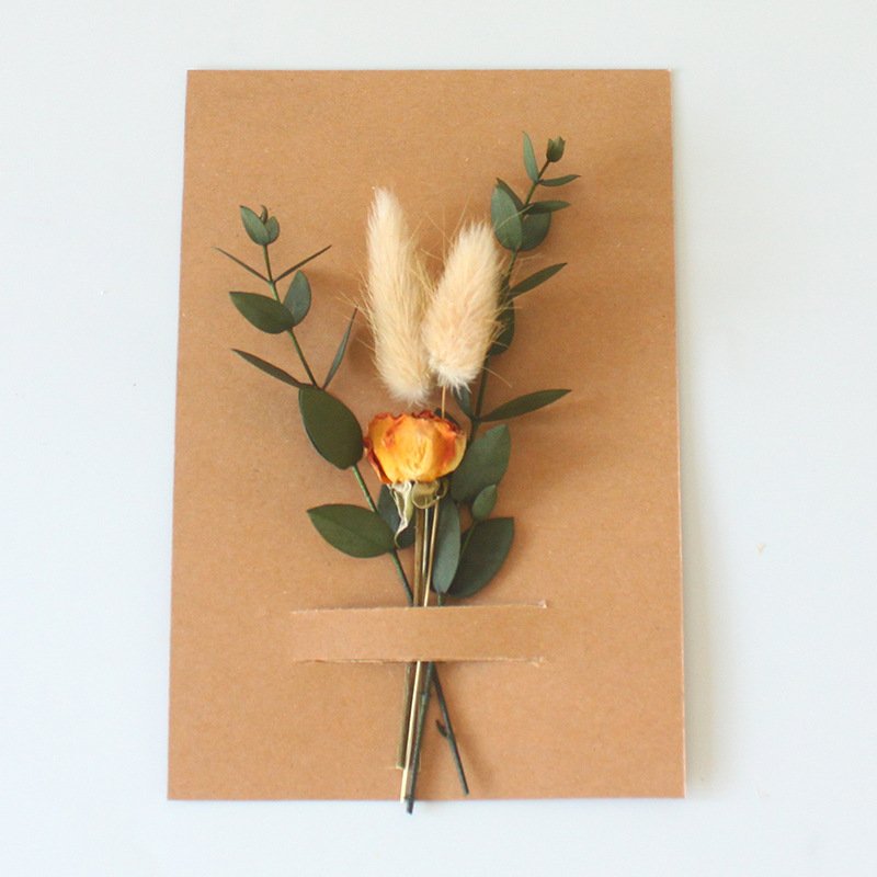 Mini Dried Flower Small Bouquet Wedding Corsage Immortal Flower Greeting Card Mini Flower Bouquet Cardboard Packaging