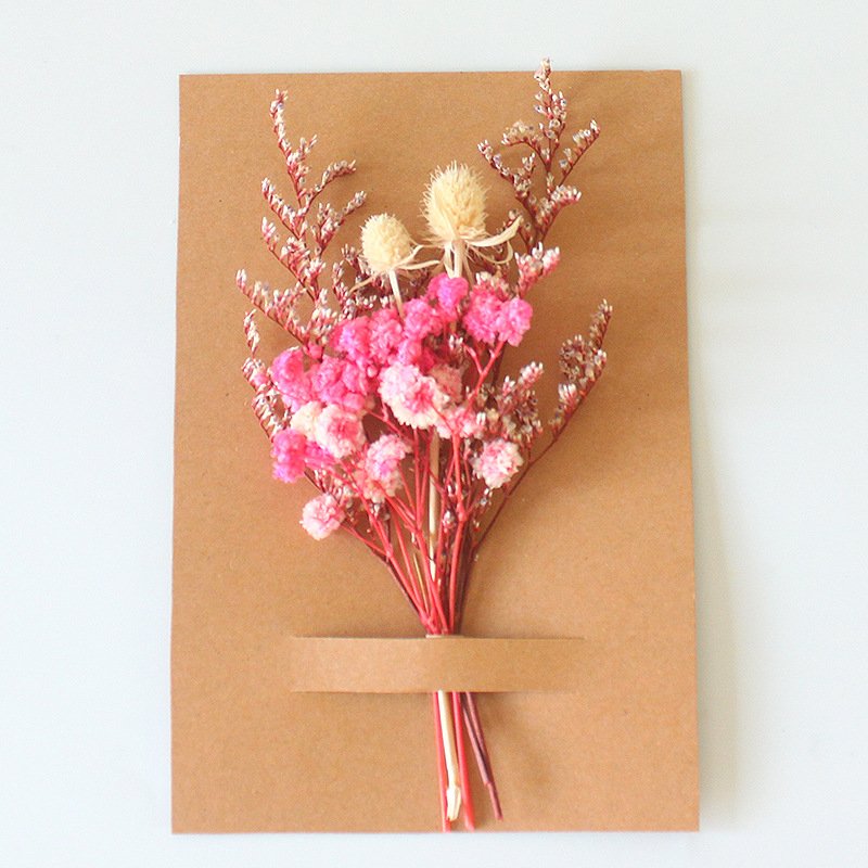 Mini Dried Flower Small Bouquet Wedding Corsage Immortal Flower Greeting Card Mini Flower Bouquet Cardboard Packaging