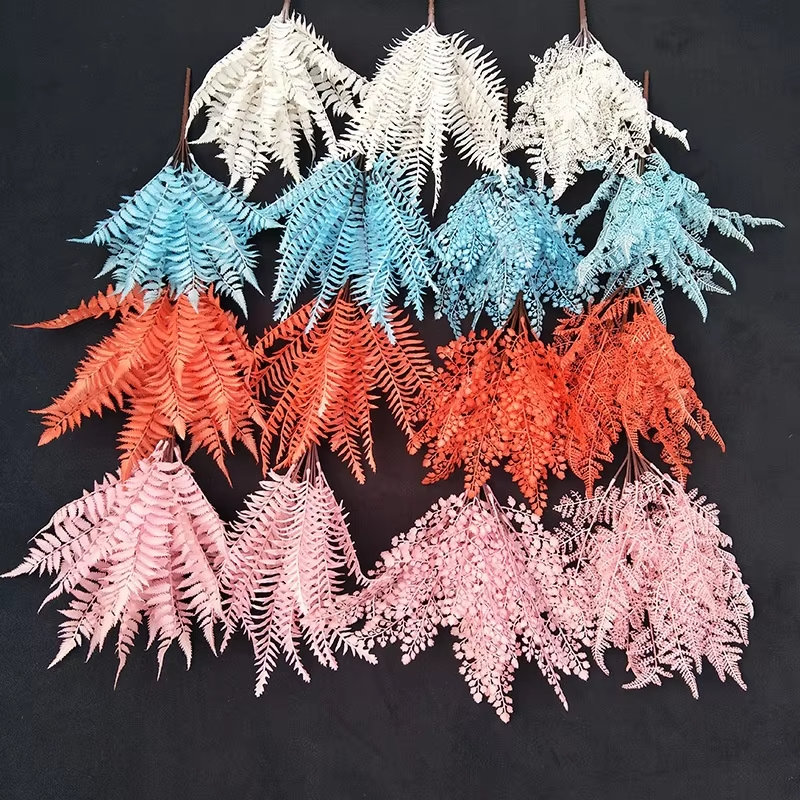 ZhiXia custom Real touch plastic artificial plant fern leaf flower bouquet for indoor and outdoor decoration