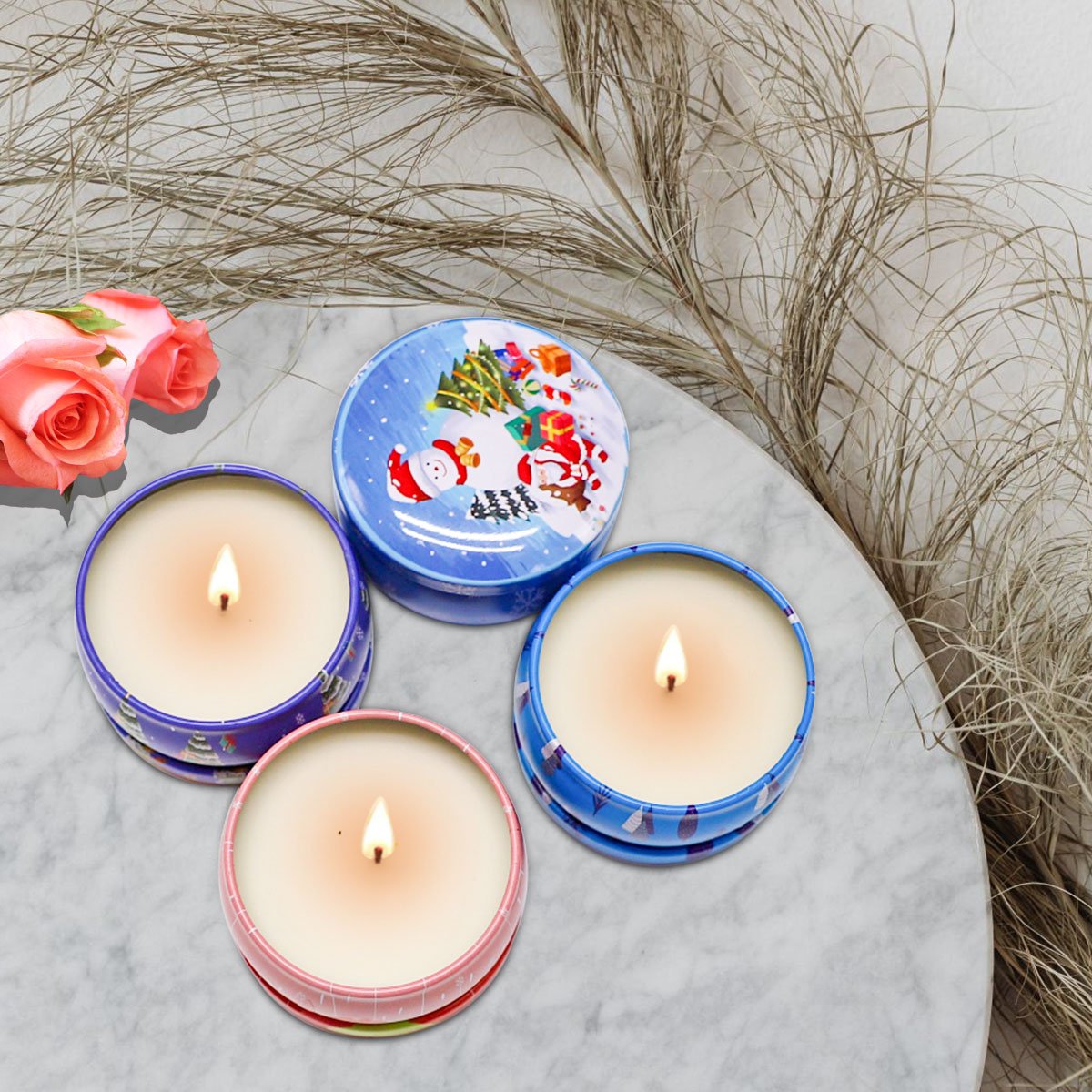 Private Label Custom Hand Made Home Fragrance Tin Candle Candle Gift Set 4 Pack Scented Candles Luxury Gift Set