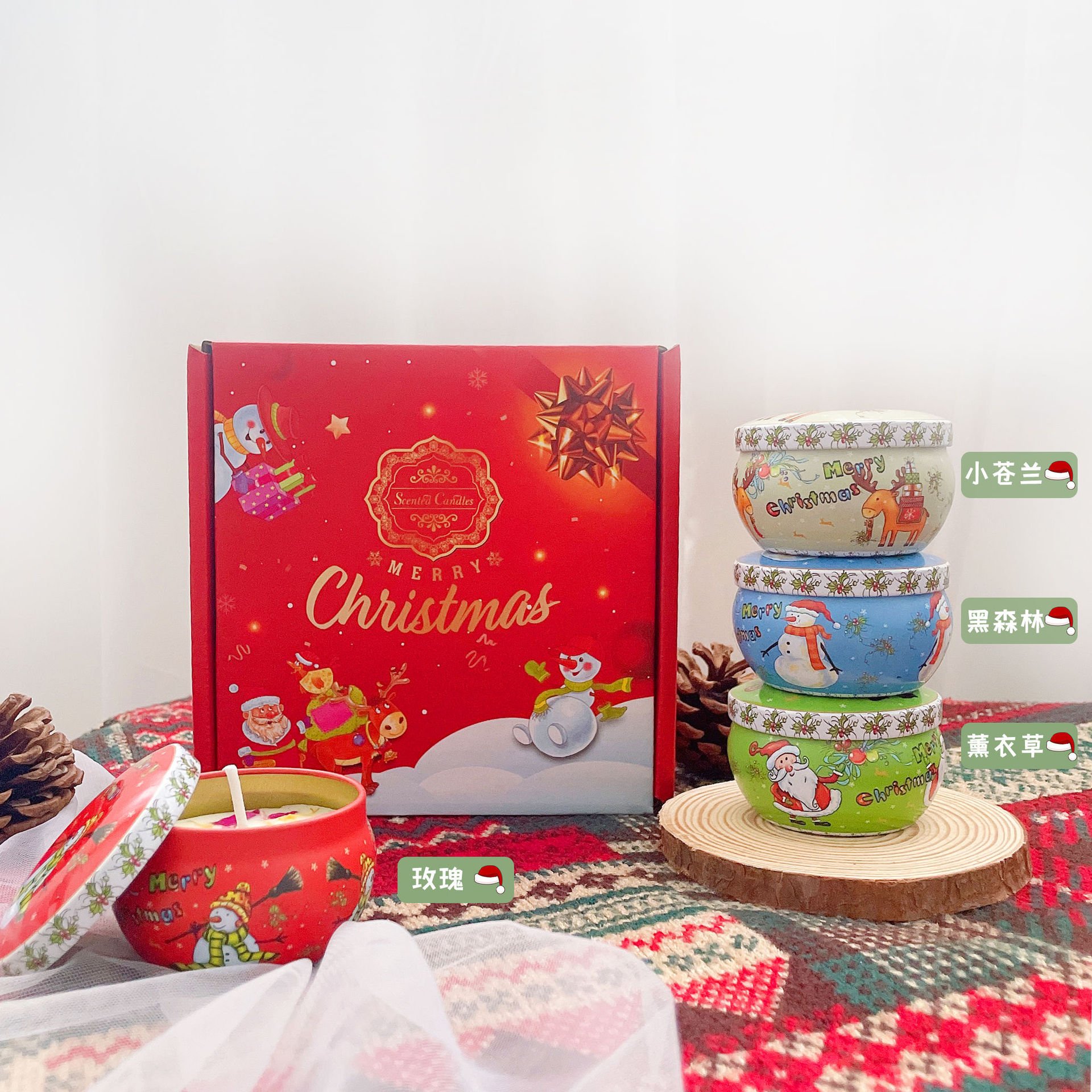 Christmas gift Luxury Handmade Soy Scented Candle Set Home Decoration Custom Handmade Dried Flower Soy Wax scented Candles gifts
