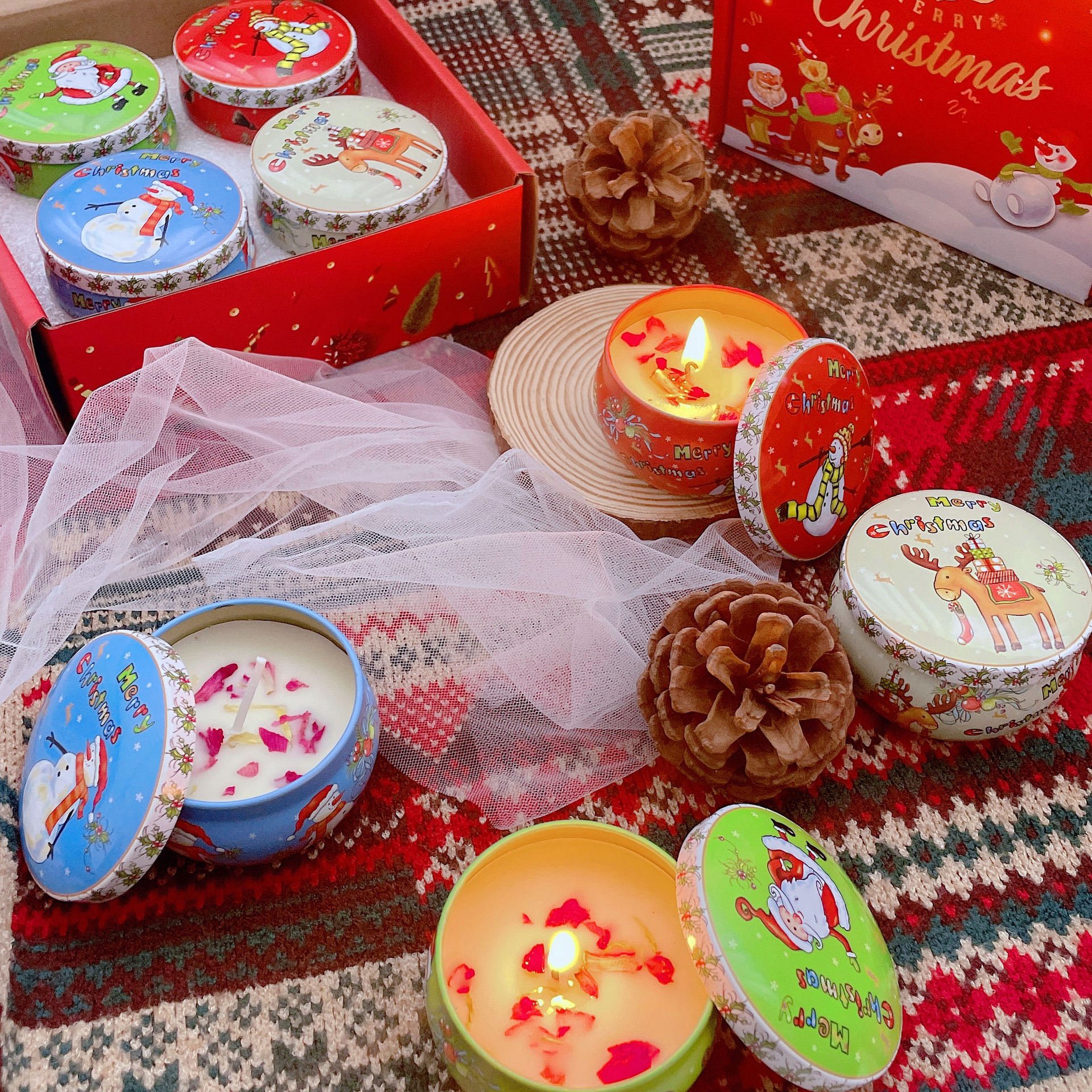 Christmas gift Luxury Handmade Soy Scented Candle Set Home Decoration Custom Handmade Dried Flower Soy Wax scented Candles gifts