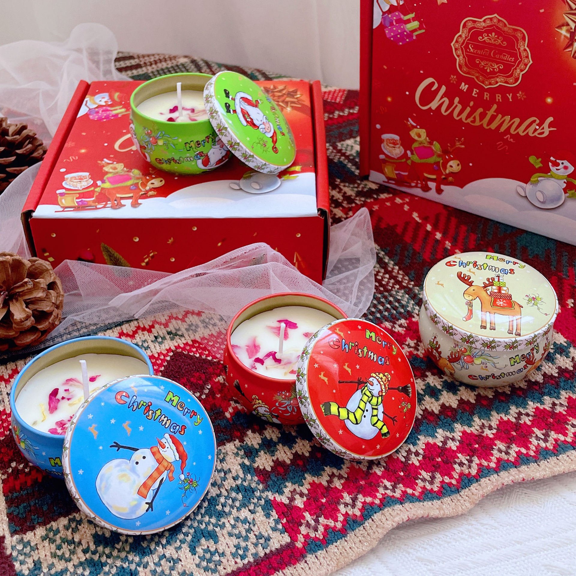 Christmas gift Luxury Handmade Soy Scented Candle Set Home Decoration Custom Handmade Dried Flower Soy Wax scented Candles gifts