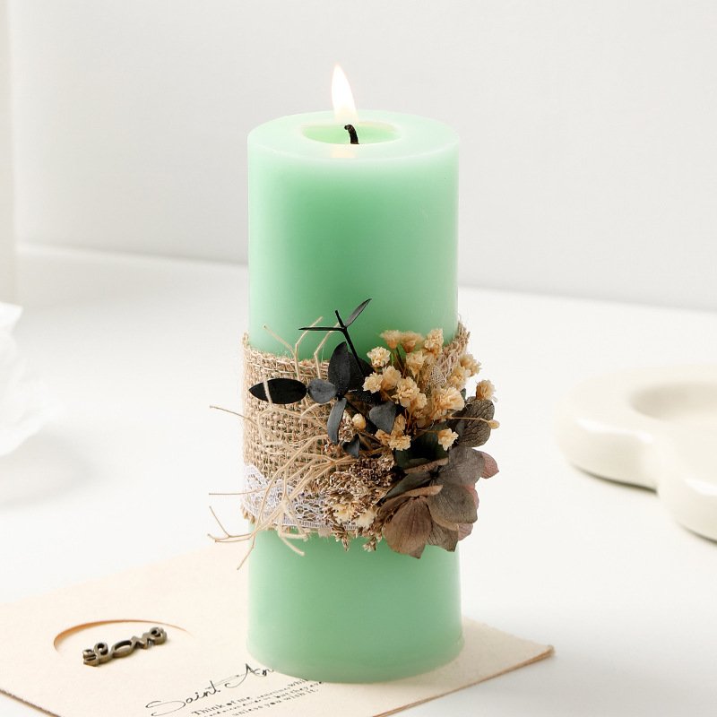 Cylindrical Dried Flowers Floral Art Aromatherapy Candles Soy Wax Bedroom Decoration Ins Home Wedding And Hand Gifts