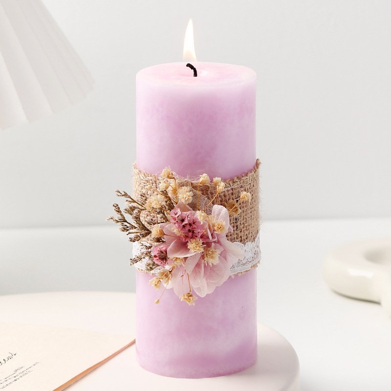 Cylindrical Dried Flowers Floral Art Aromatherapy Candles Soy Wax Bedroom Decoration Ins Home Wedding And Hand Gifts