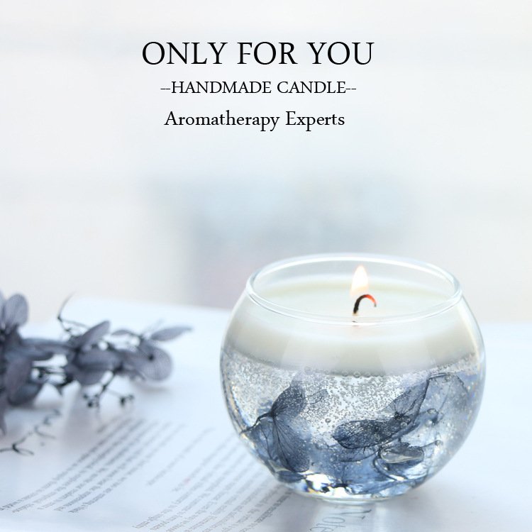 Wholesale Luxury Birthday Gift Jelly Gel Soy Wax Romantic Fragrance Scented Candle With Dried Flower