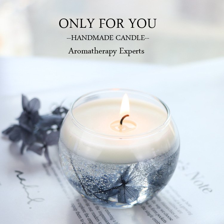 Wholesale Luxury Birthday Gift Jelly Gel Soy Wax Romantic Fragrance Scented Candle With Dried Flower