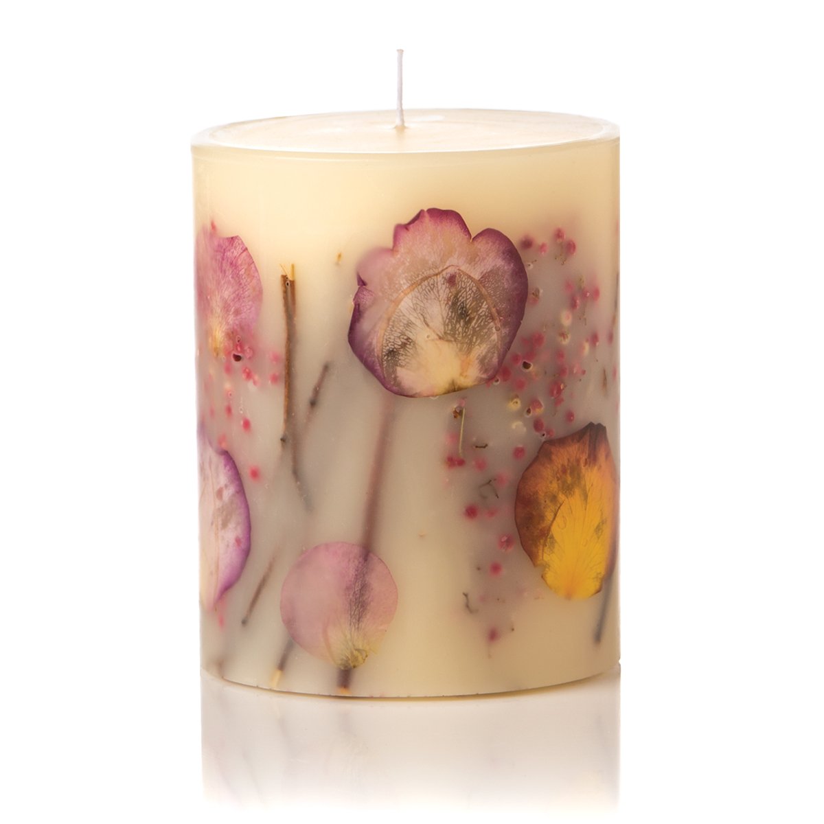Scented soy pillar candles with dried flowers wholesale essential oil candle in bulk