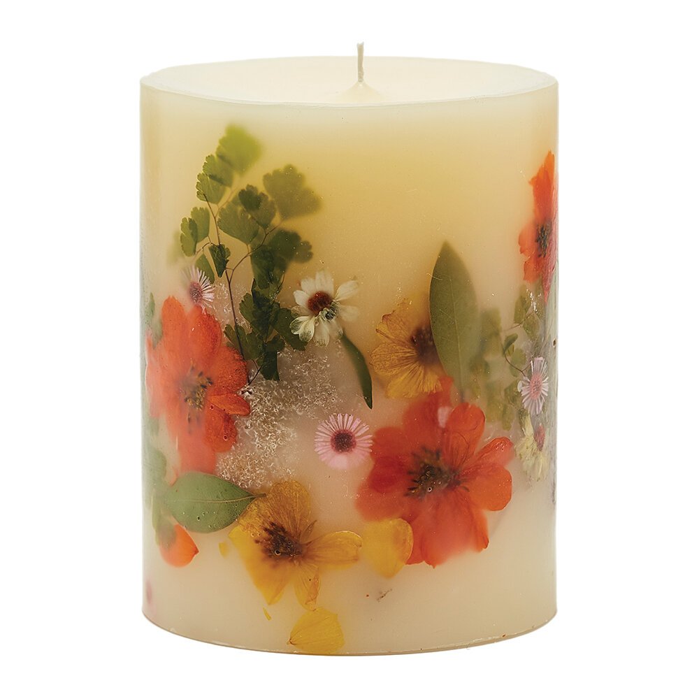 Scented soy pillar candles with dried flowers wholesale essential oil candle in bulk