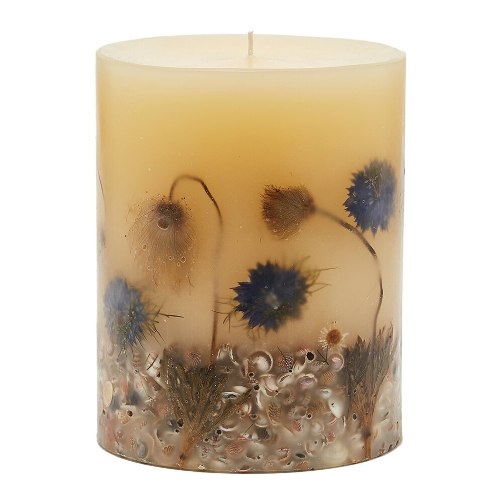 Scented soy pillar candles with dried flowers wholesale essential oil candle in bulk