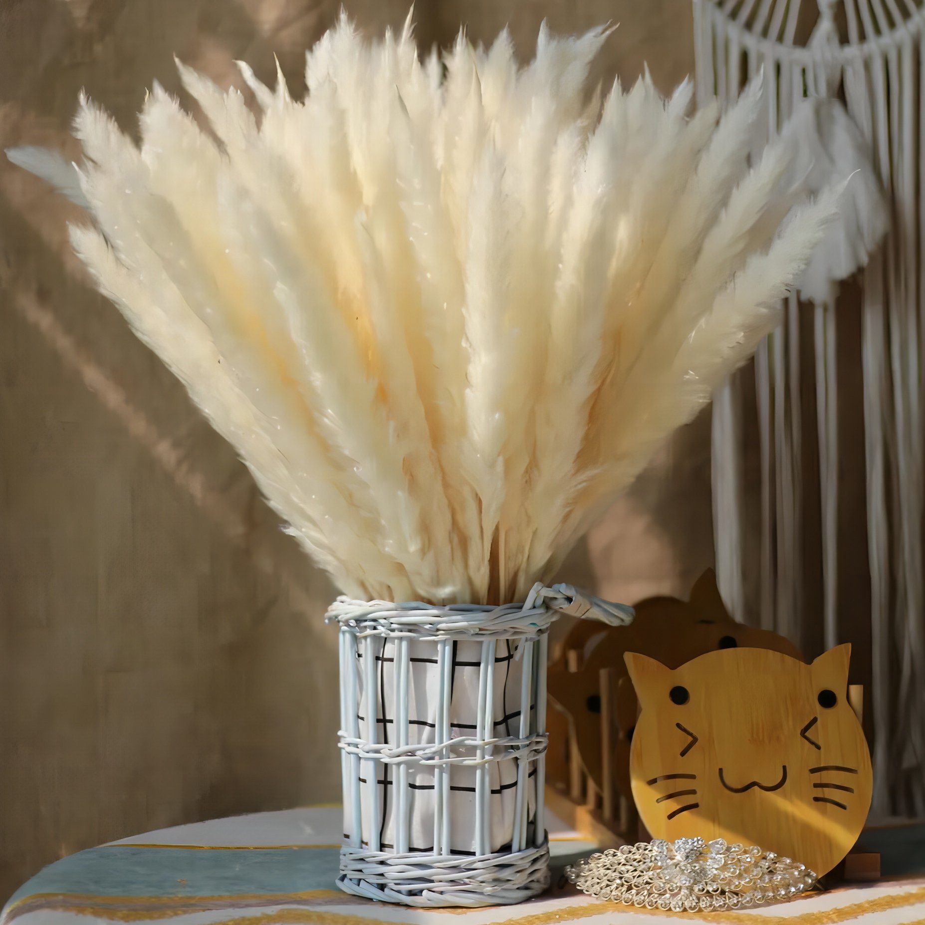 Top Seller Boho Wedding Decor 45 Cm Natural Pompas Grass Bunch Bleached White Dried Small Pampas Grass