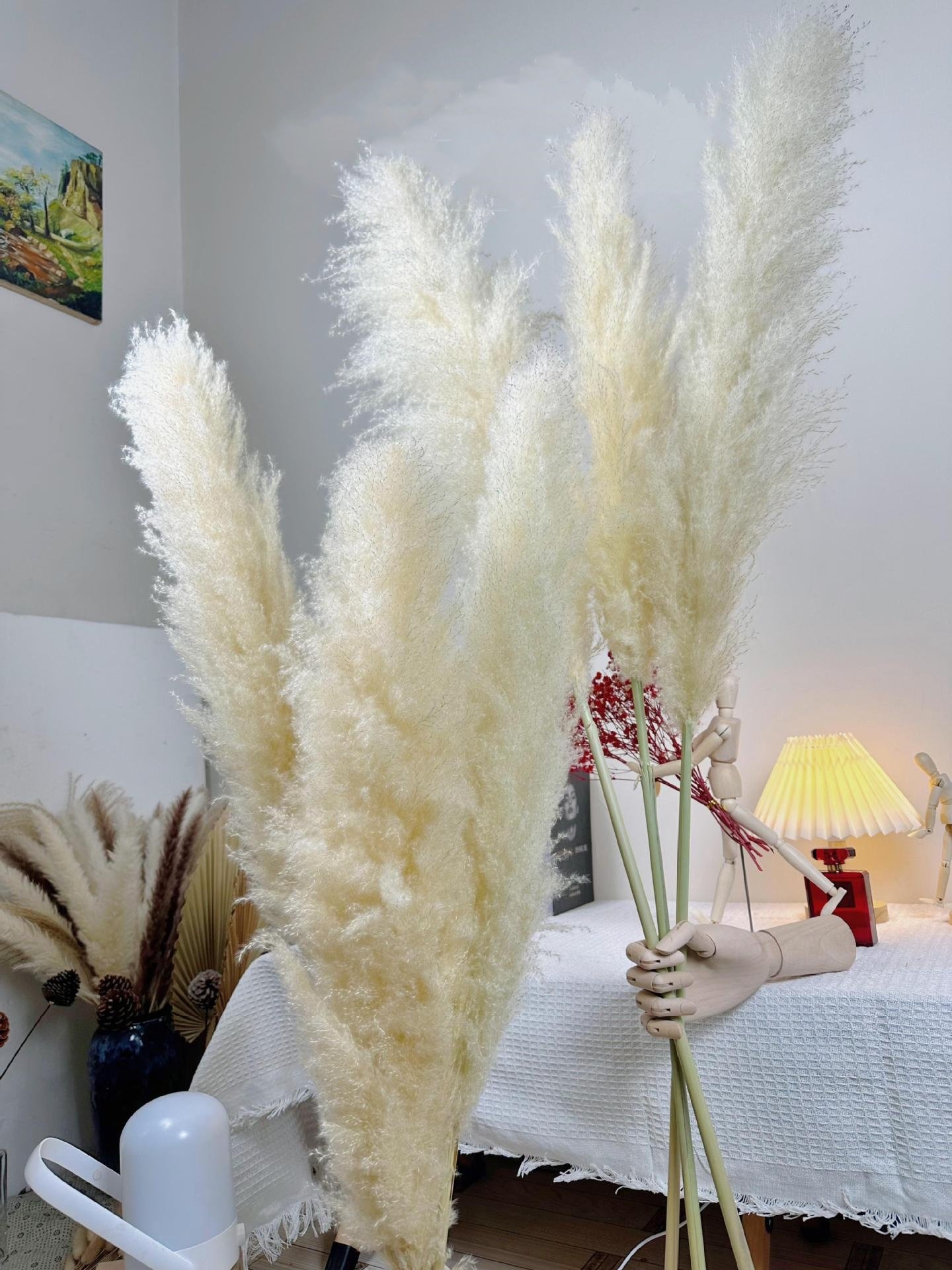 Wholesale 120cm Pampas Grass Eternal Pampas Dried Flowers Large Beige Pampas Grass For Home Decor