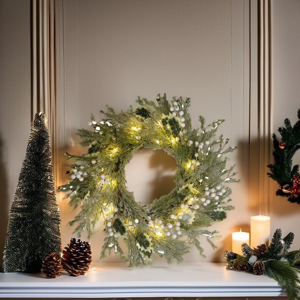 Dried flower plant garlands for home decoration customized flower garlands for front door christmas wreath with hanging lights