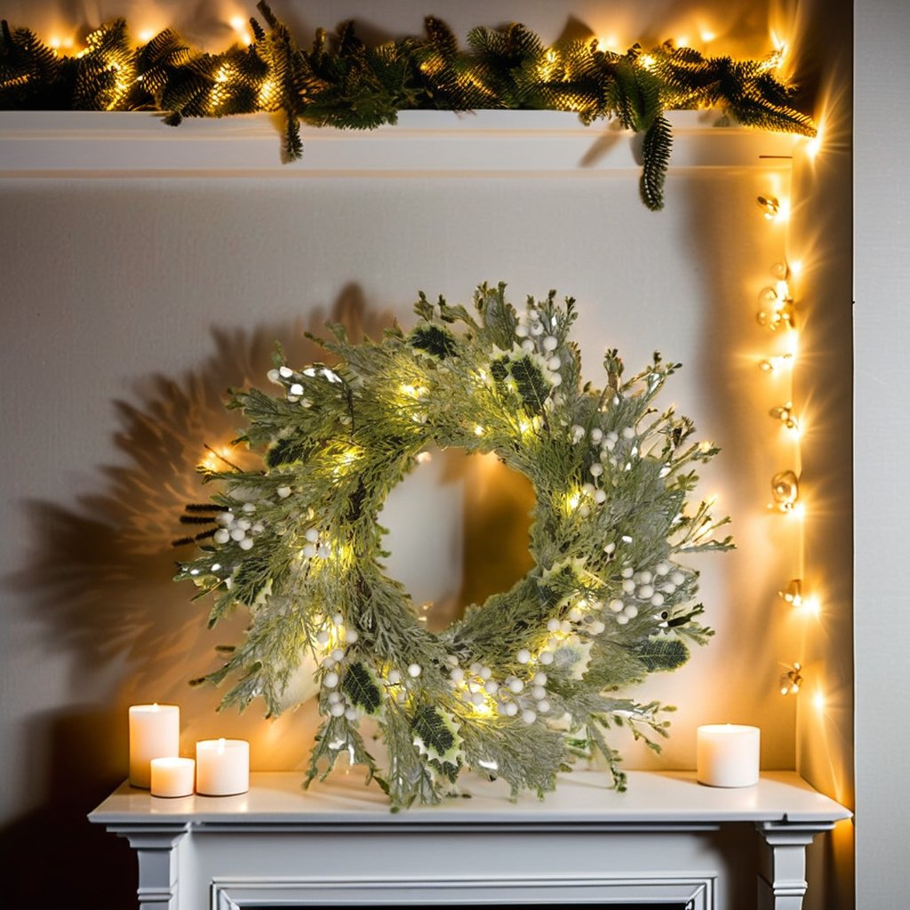 Dried flower plant garlands for home decoration customized flower garlands for front door christmas wreath with hanging lights