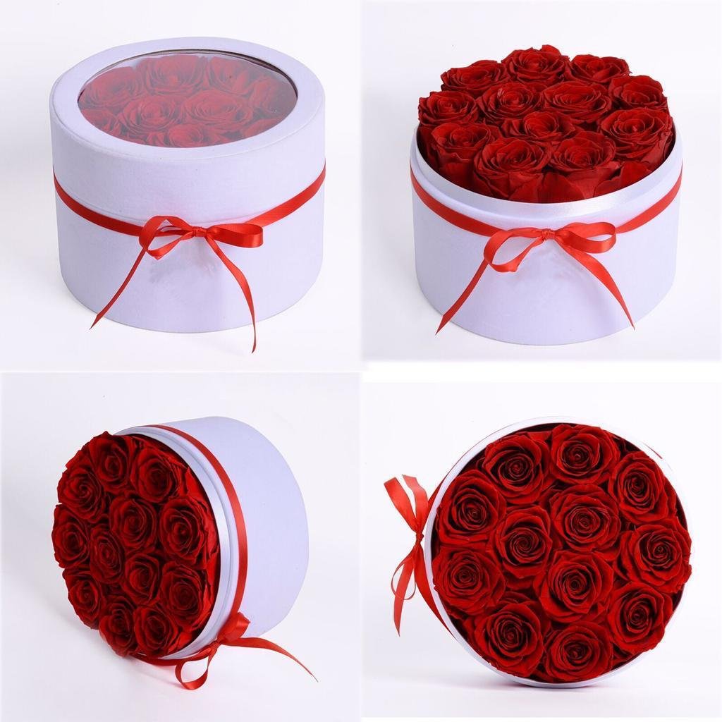 Wholesale Valentine Day Gift Elegant Preserved Real Roses Series Infinity Shaped Flower Box
