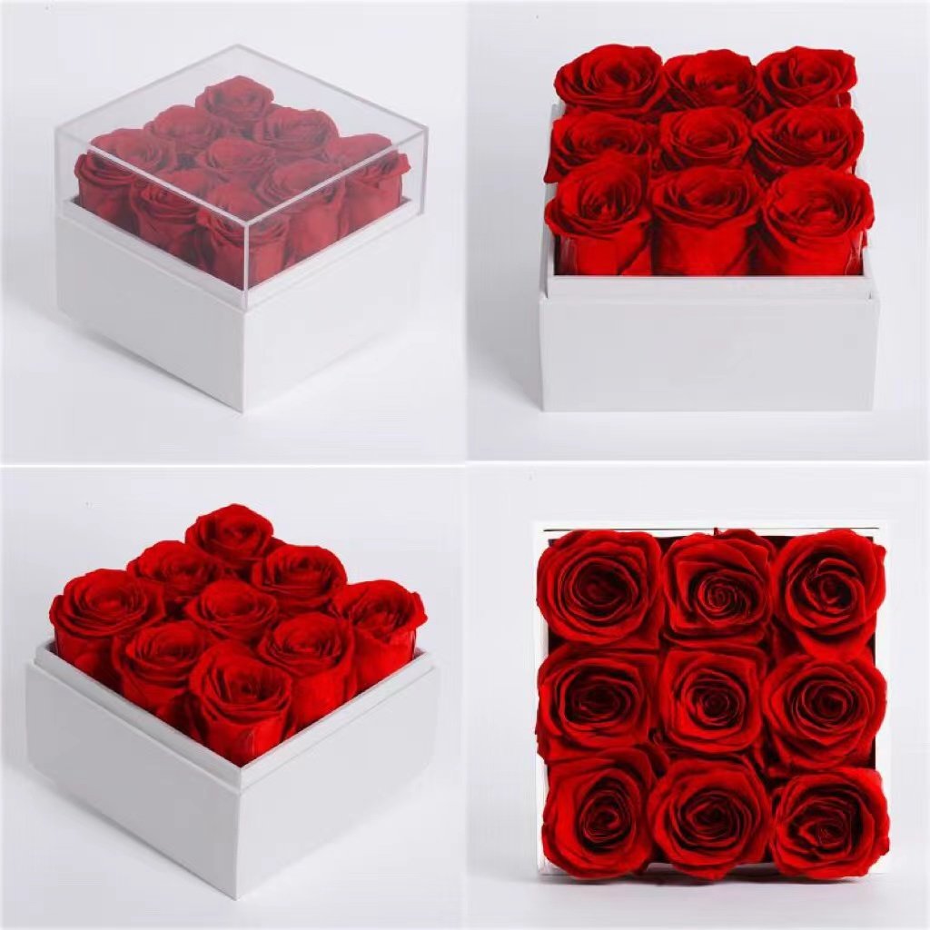 Wholesale Valentine Day Gift Elegant Preserved Real Roses Series Infinity Shaped Flower Box