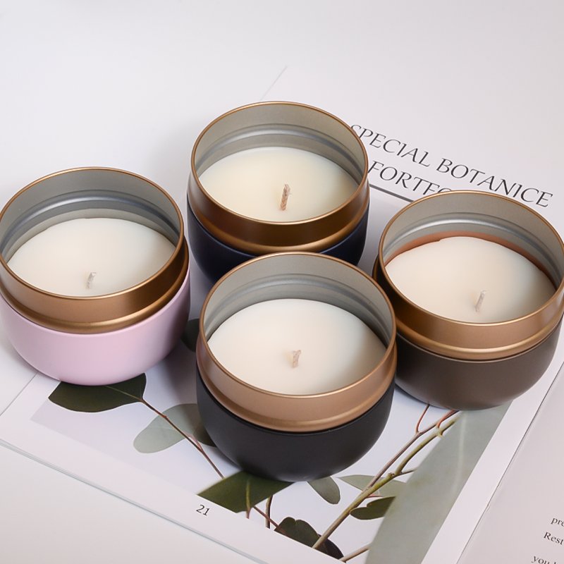 KWECO Wholesale Dried Flowers Retro Tin Box Decorative Scented Candles Soy Wax Candles With Lid