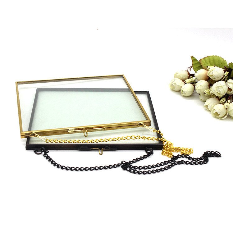 Vintage decor Gift Glass Desktop wedding souvenir hanging wall photo frame for holding pictures or dried flowers plants