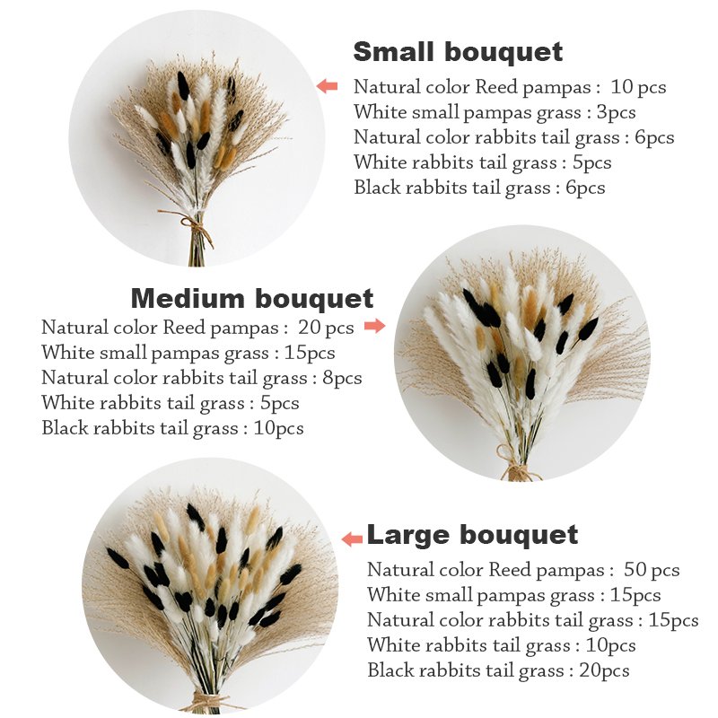 CH-011 Customized trendy natural real pampas grass dried flower bouquet supplies for wedding decor