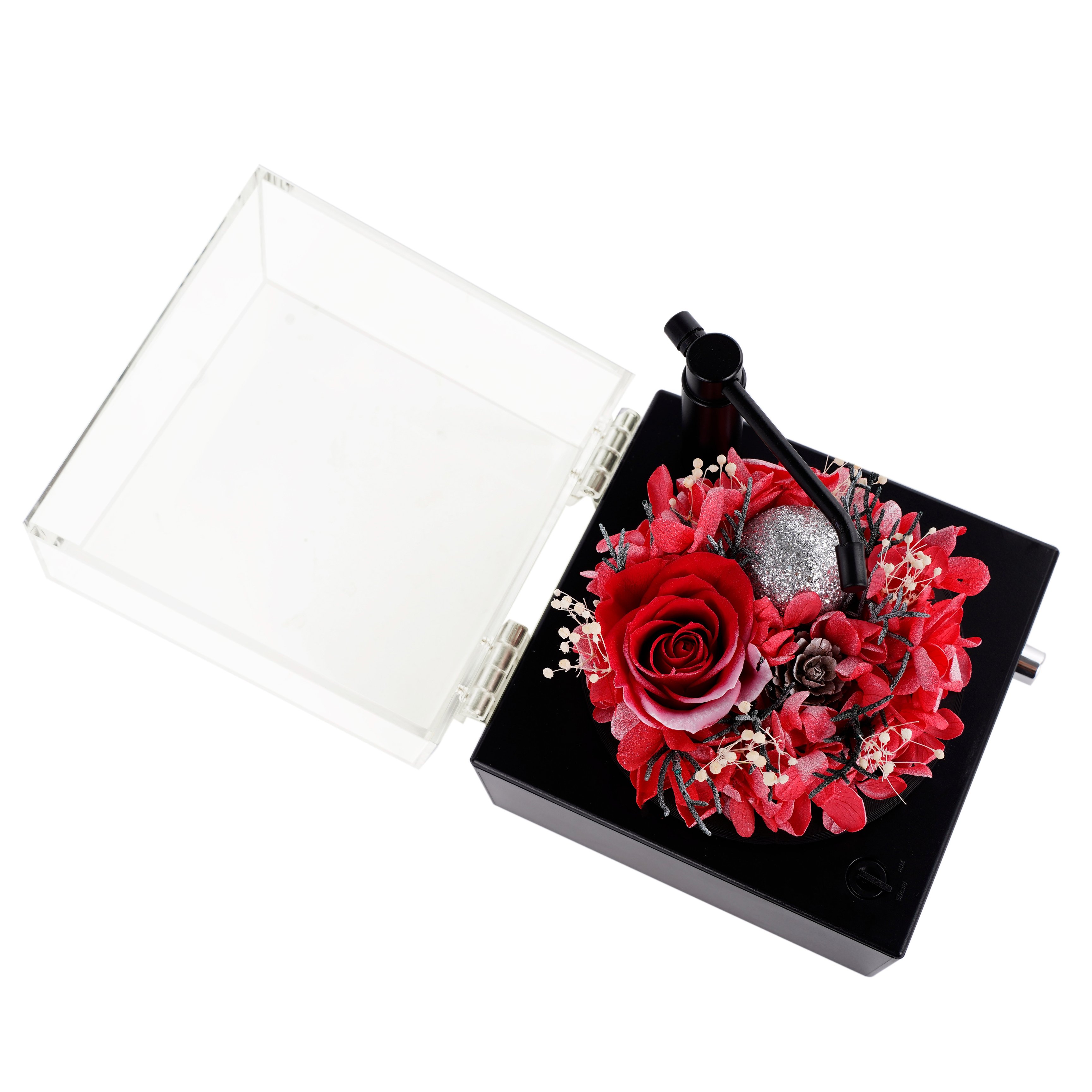 Christmas gifts Bluetooth speaker phonograph Valentines day dried forever immortal everlasting preserved rose Eternal flower