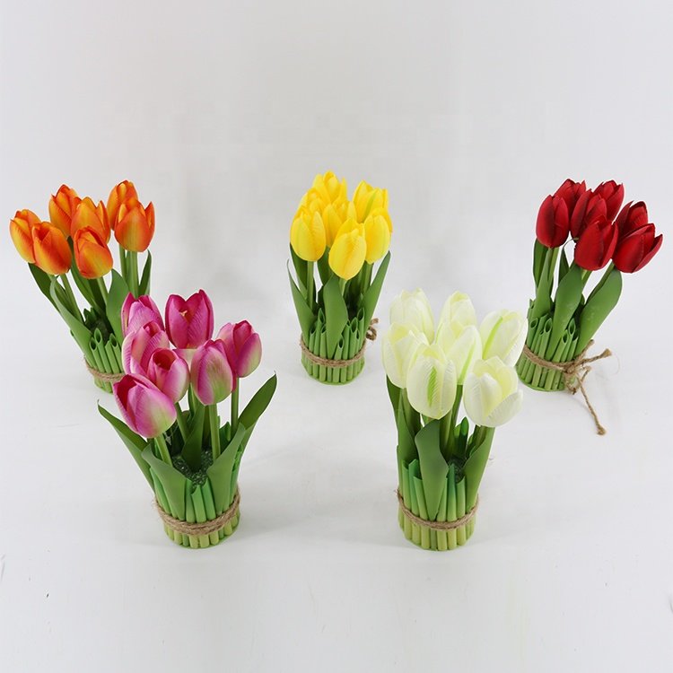 Hot Sale Lifelike Plastic Faux Tulip flowers Artificial flower Plant Decor In Bulk Unpotted For Decoration