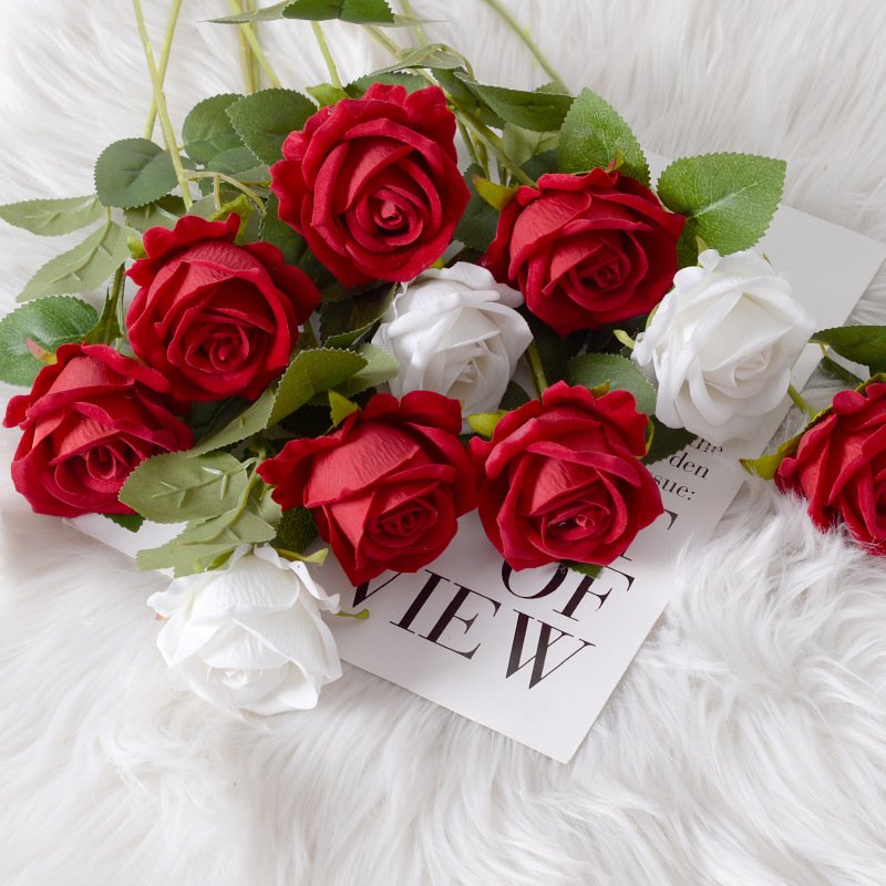 Wholesale Artificial Roses Silk Flowers Roses red single rose flowers for Home Wedding Decoration Party