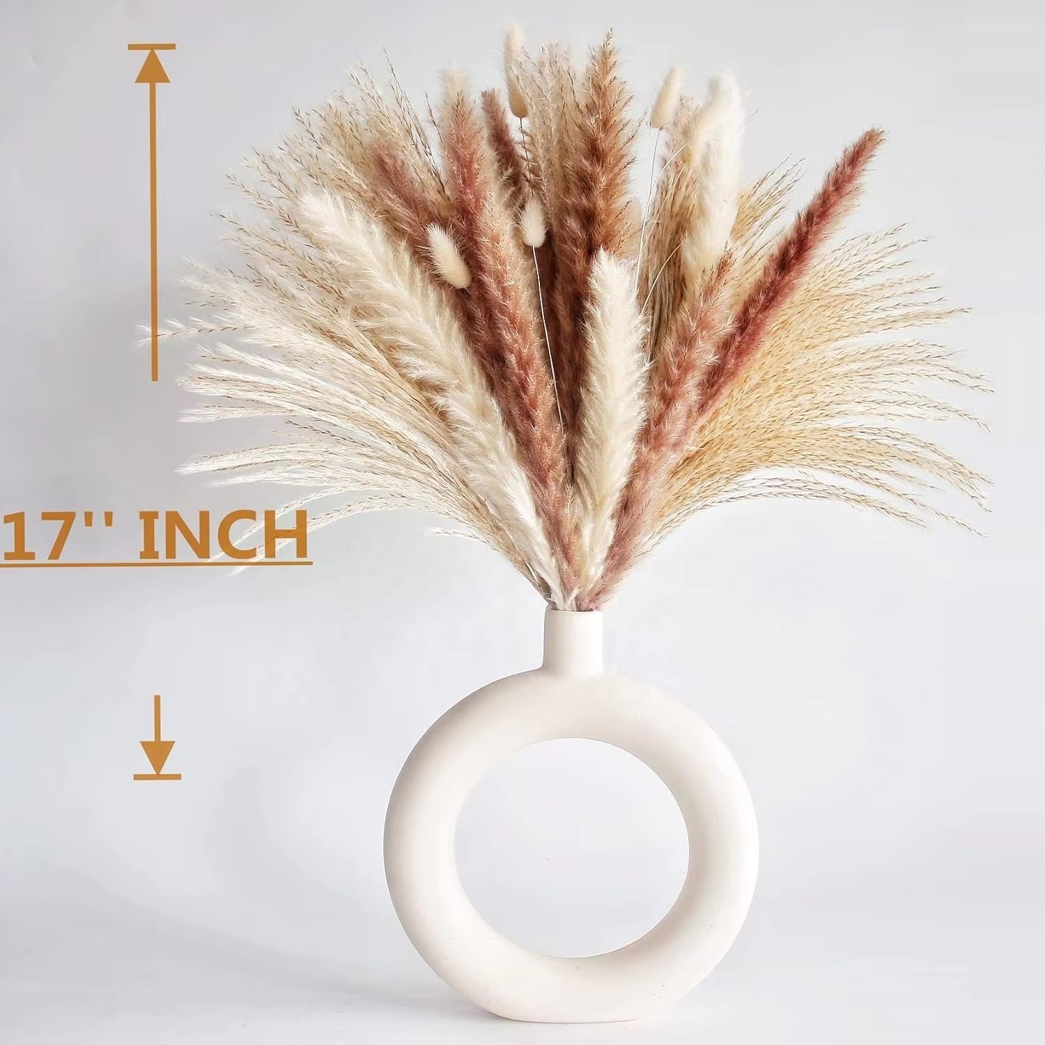 110 PCS Dried Pampas Grass Bouquet Boho Table Decor, Bunny Tails Dried Flowers Brown Pompas Grass for home wedding decoration