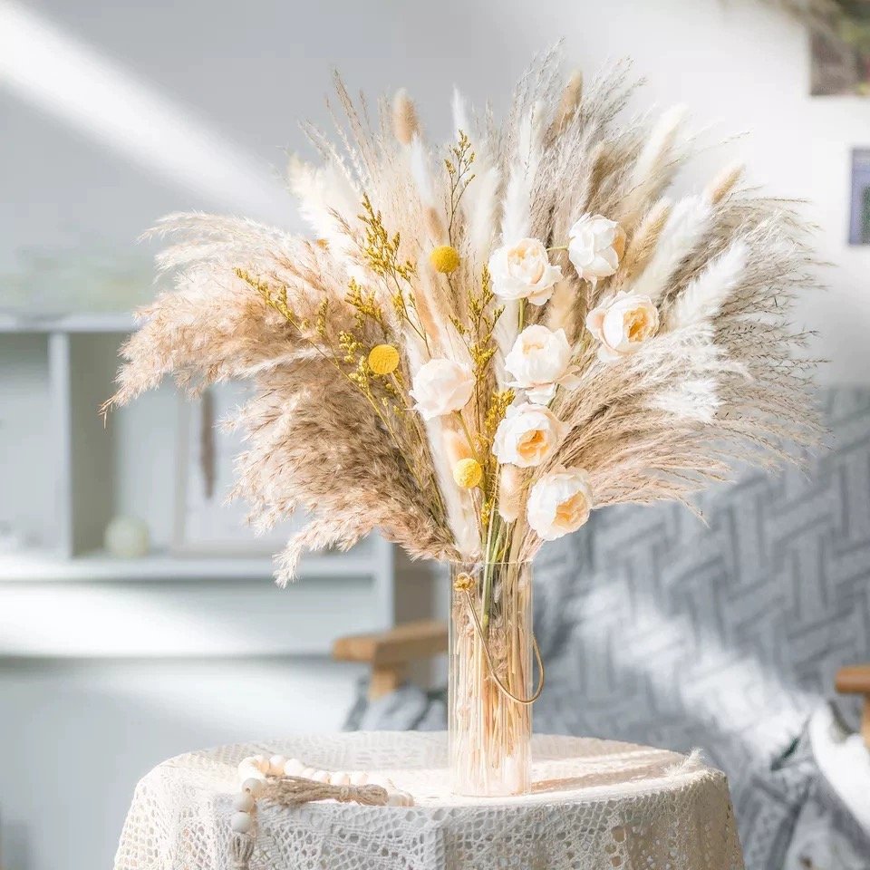 Pampas Grass Preserved Dried Flowers Bouquet Natural Boho Home Decor Flower Arrangement Ramo De Flores Secas Decorative Flower