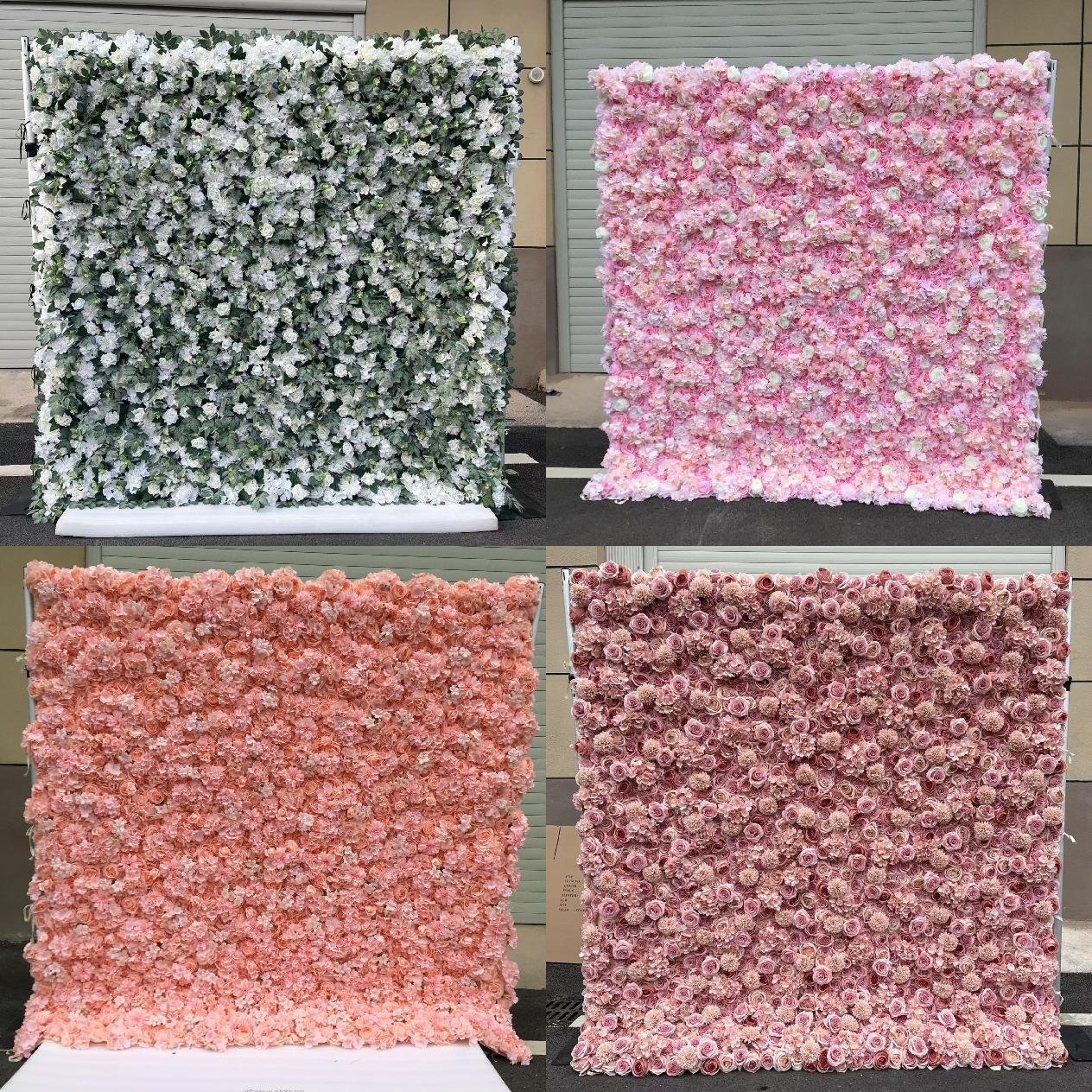 Beautiful artificial flower wall panel backdrop wedding decor pink color customizable cheap wholesale for wedding decoration