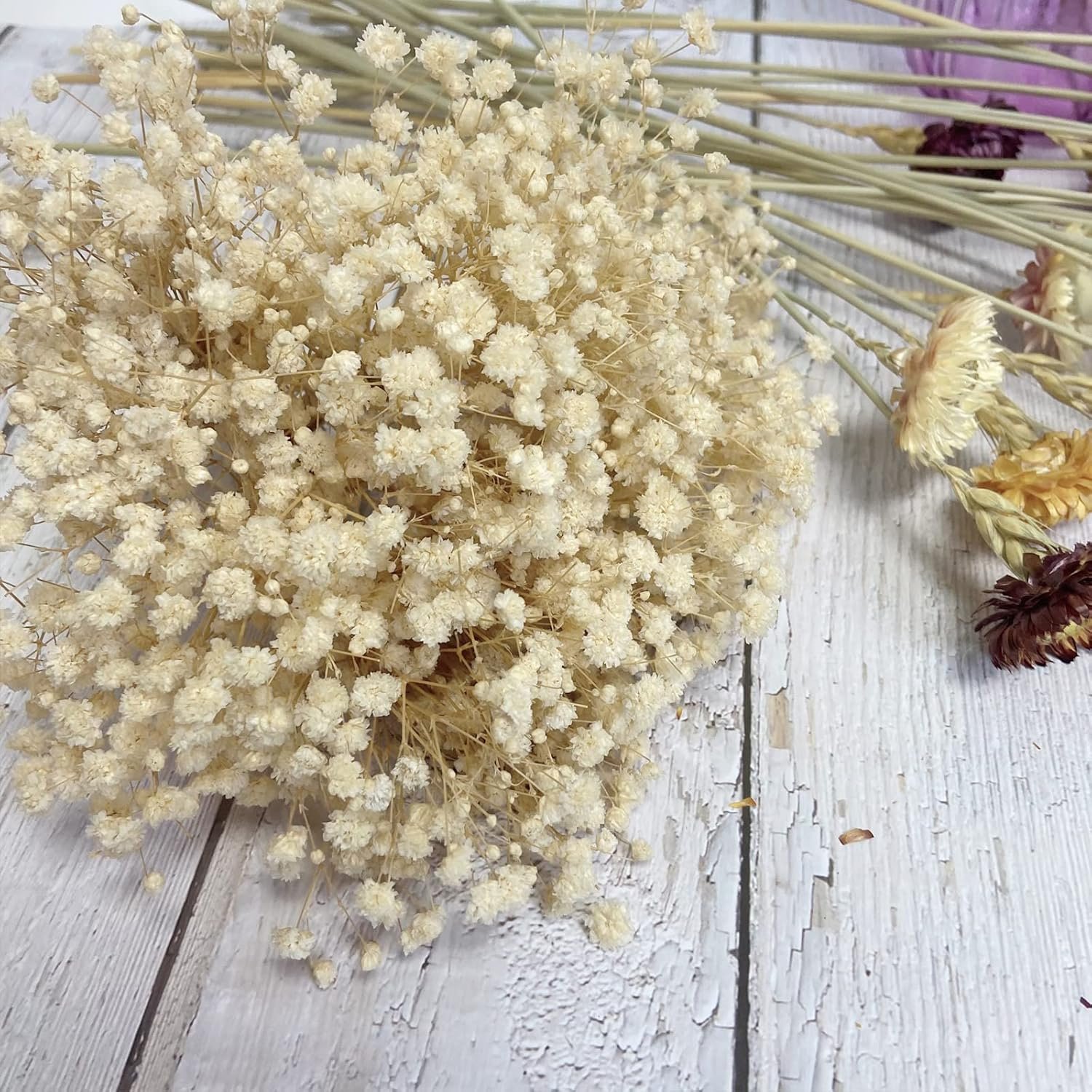 Wholesale Beige preserved baby's breath floral dried baby breath gypsophila babysbreath bouquet flower