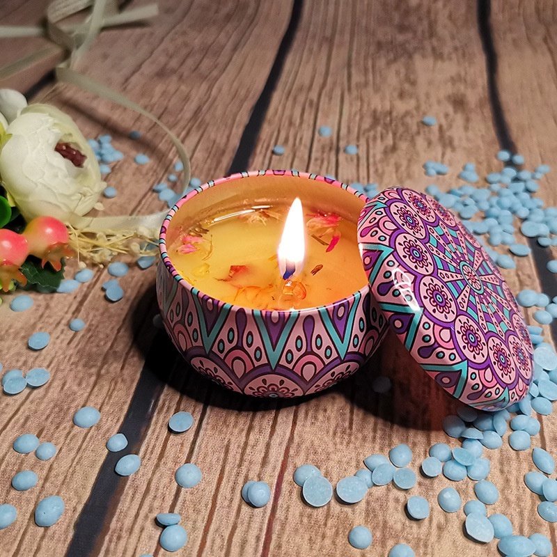 Soybean Wax Dried Flower Tin Jar Scented Candle for Wedding Gift for Home Decoration Parties Bars Christmas Halloween Ramadan