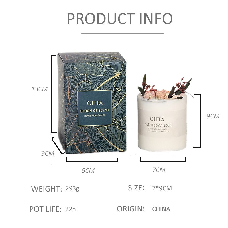 2024 Hot Selling Organic Handmade Soy Wax Scented Candle Rose New Aromatherapy Vanilla Dried Flower Glass Jar Tin Gift Box