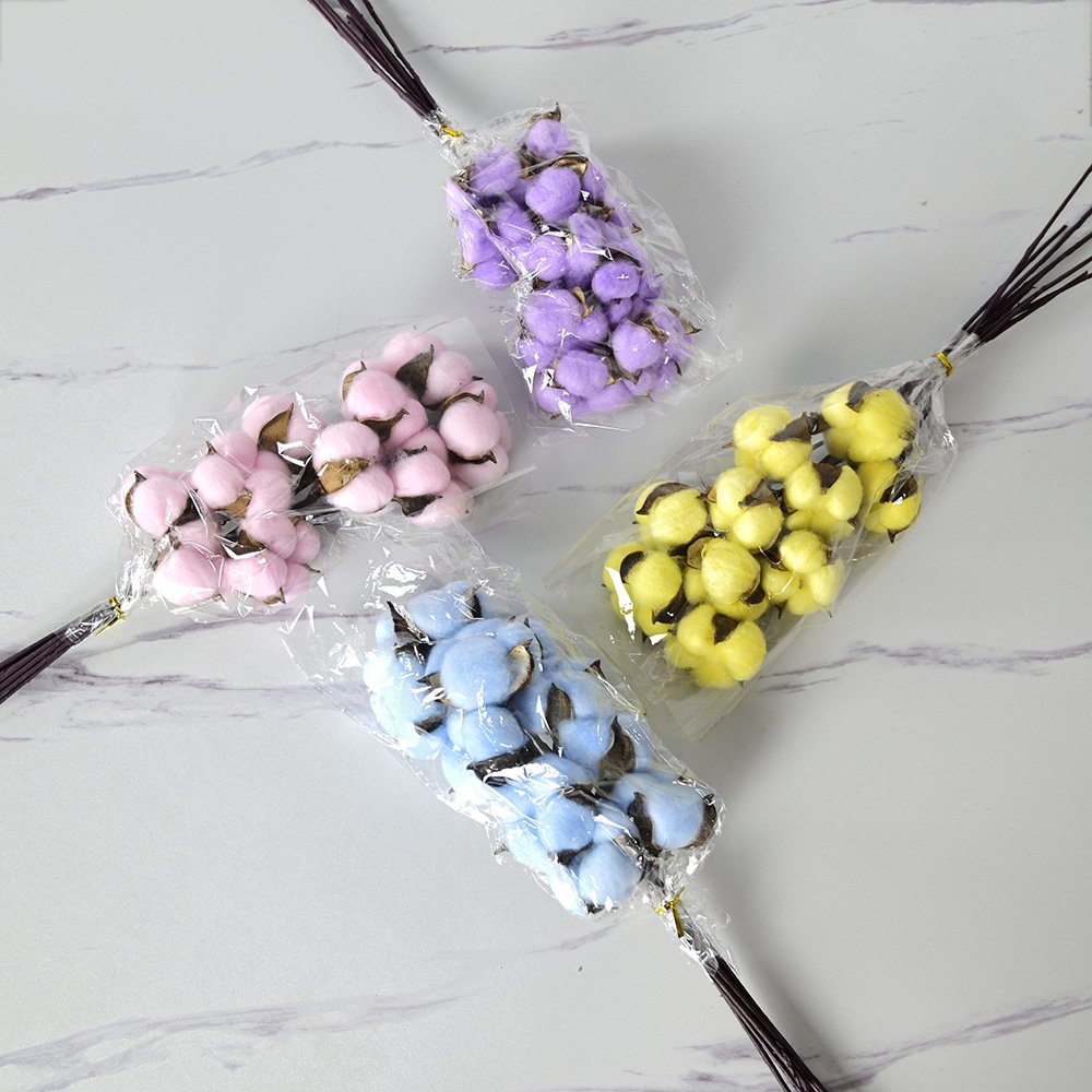 Dried White Cotton Flowers Stems Indoor Floral Decoration Cotton Flower Artificial
