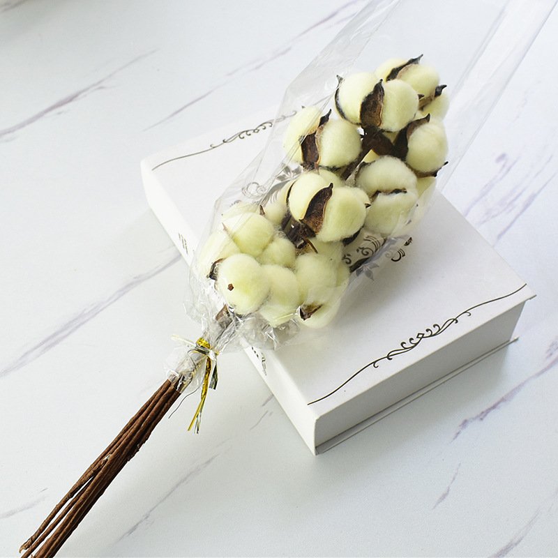 Dried White Cotton Flowers Stems Indoor Floral Decoration Cotton Flower Artificial