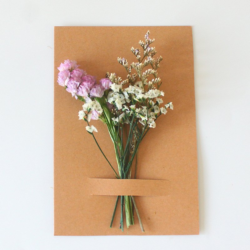 Handmade Material Dried Flower Colorful Luxury Mini Natural Dried Flower Bouquet Cardboard Packaging