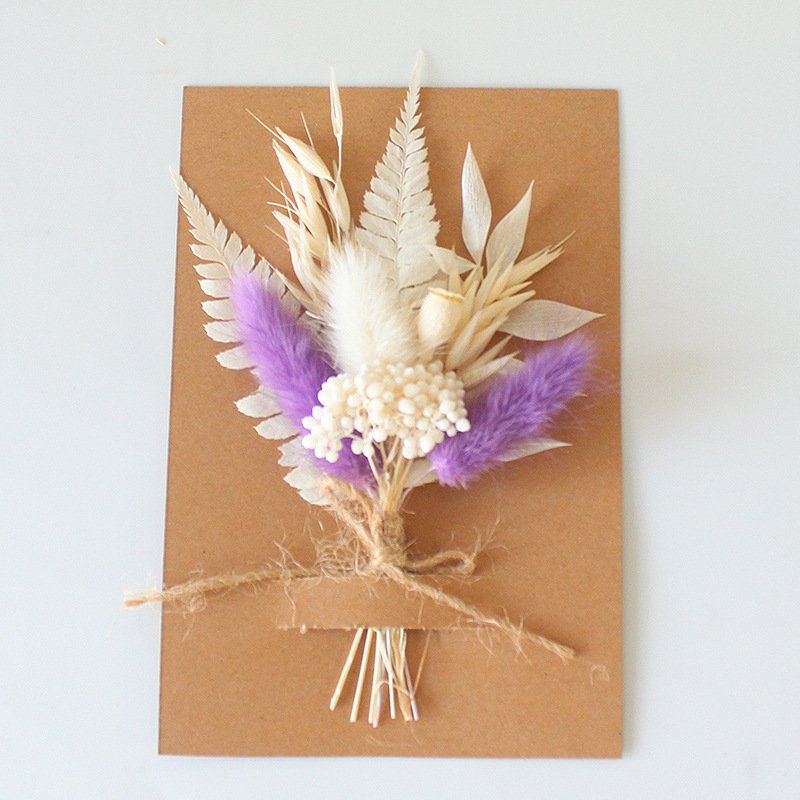 Handmade Material Dried Flower Colorful Luxury Mini Natural Dried Flower Bouquet Cardboard Packaging