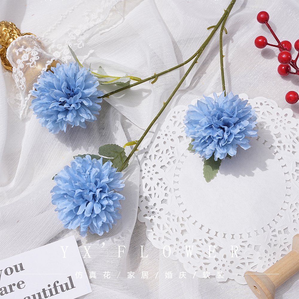3 head pricking ball simulation flower 3 head chrysanthemum wedding silk flower decoration flower home decoration in stock props
