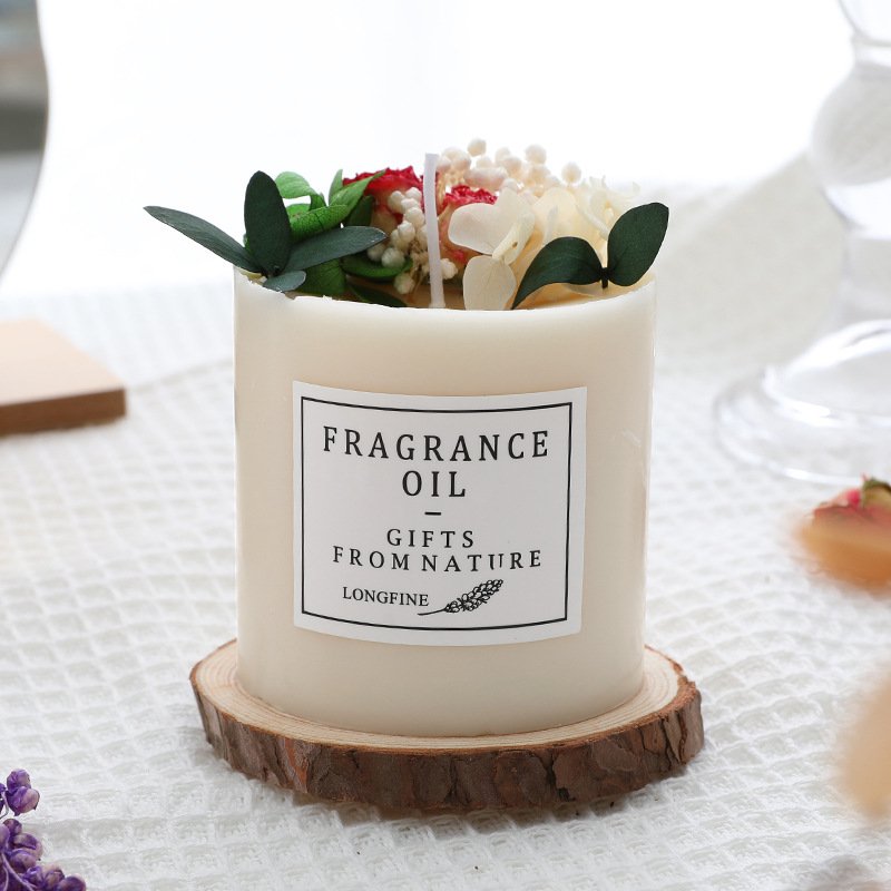 Wholesale Private Label Colorful Glass Jar Candle Home Fragrance Soy Wax Scented Candles with dried flower