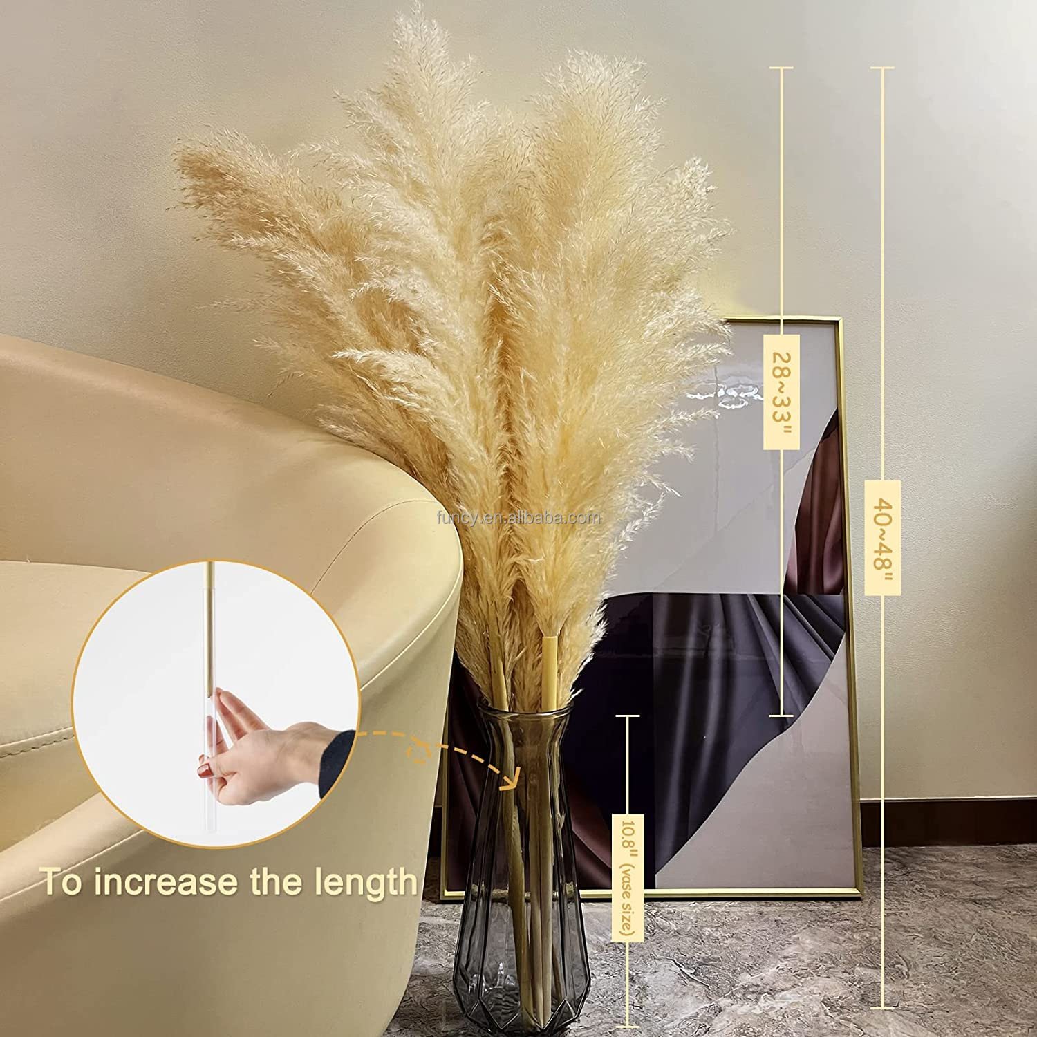 Pampas Grass Real Decor Grass Natural Hot Selling Series Dried Flower Plastic Bag Chinese New Year Easter Decoration