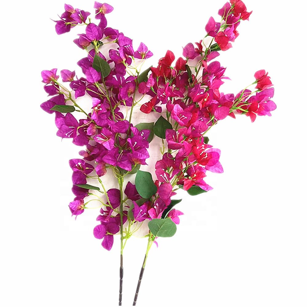 Silk Bougainvillea Glabra Flower Artificial Big Bougainvillea Spectabilis Tree Branch Long Stem for Wedding Floral Decoration
