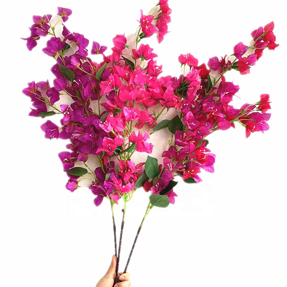 Silk Bougainvillea Glabra Flower Artificial Big Bougainvillea Spectabilis Tree Branch Long Stem for Wedding Floral Decoration